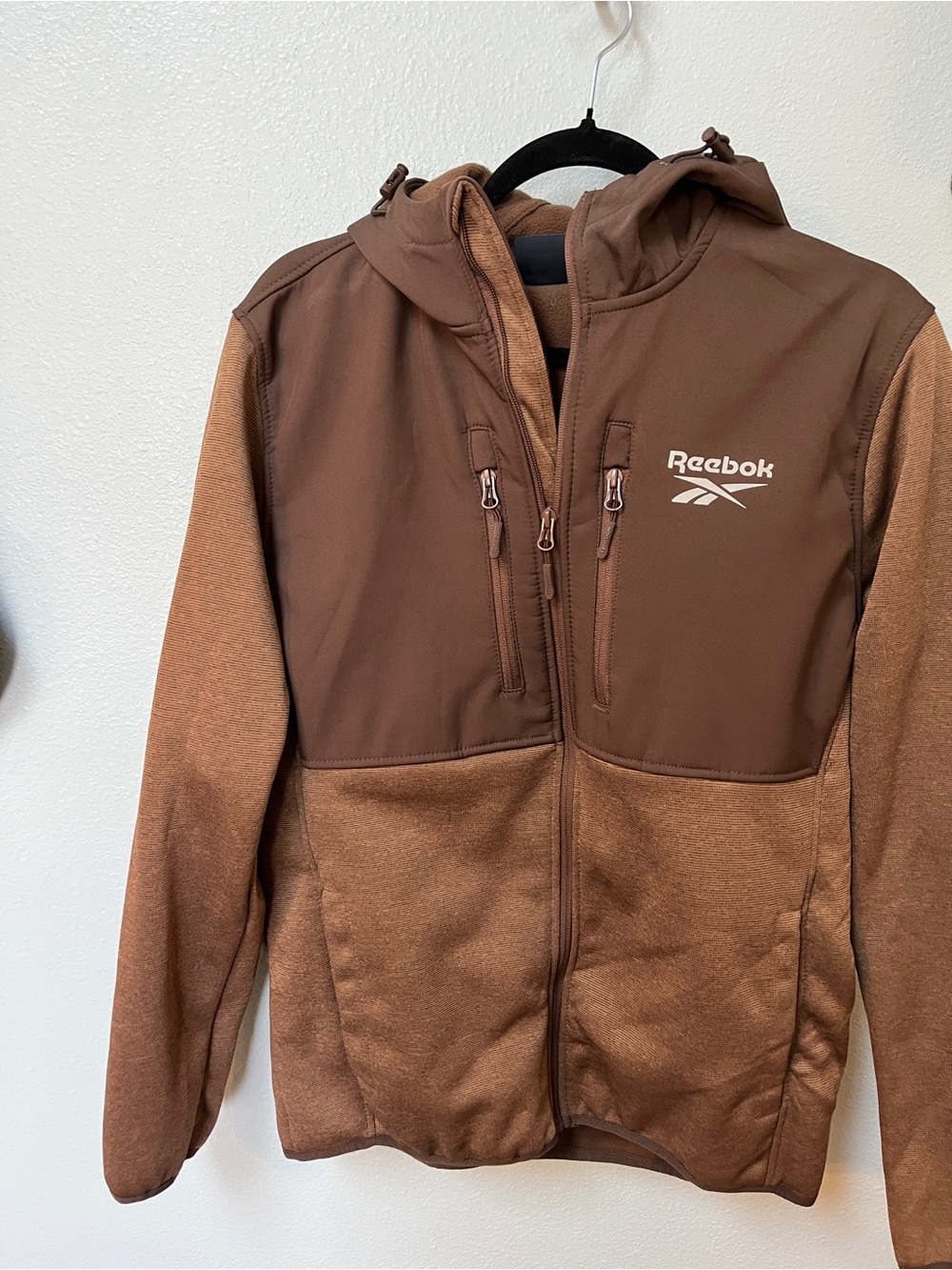Reebok Men’s Brown Full-Zip Hooded Jacket Med